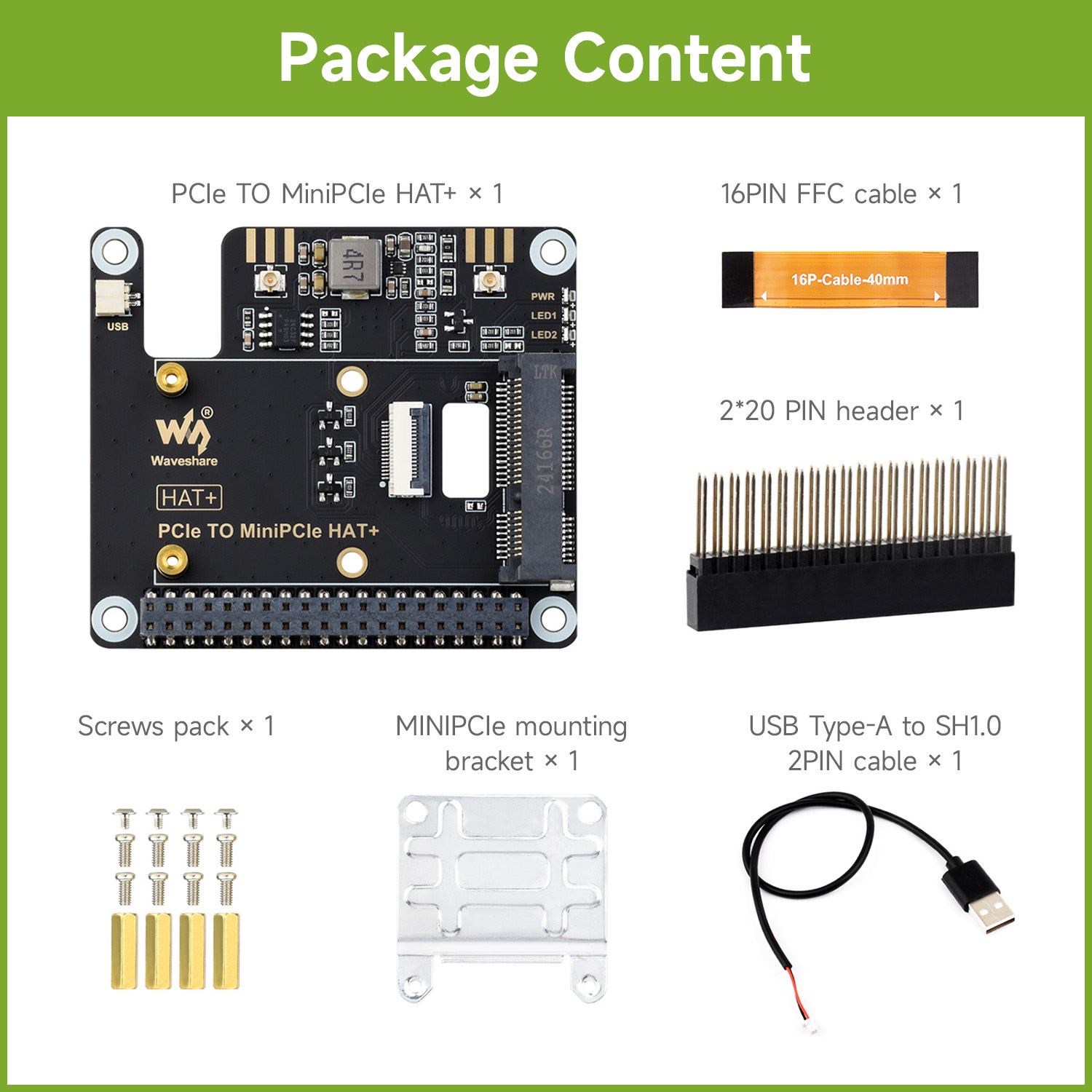 Raspberry Pi 5 - Adapter Waveshare PCIe TO MiniPCIe dla