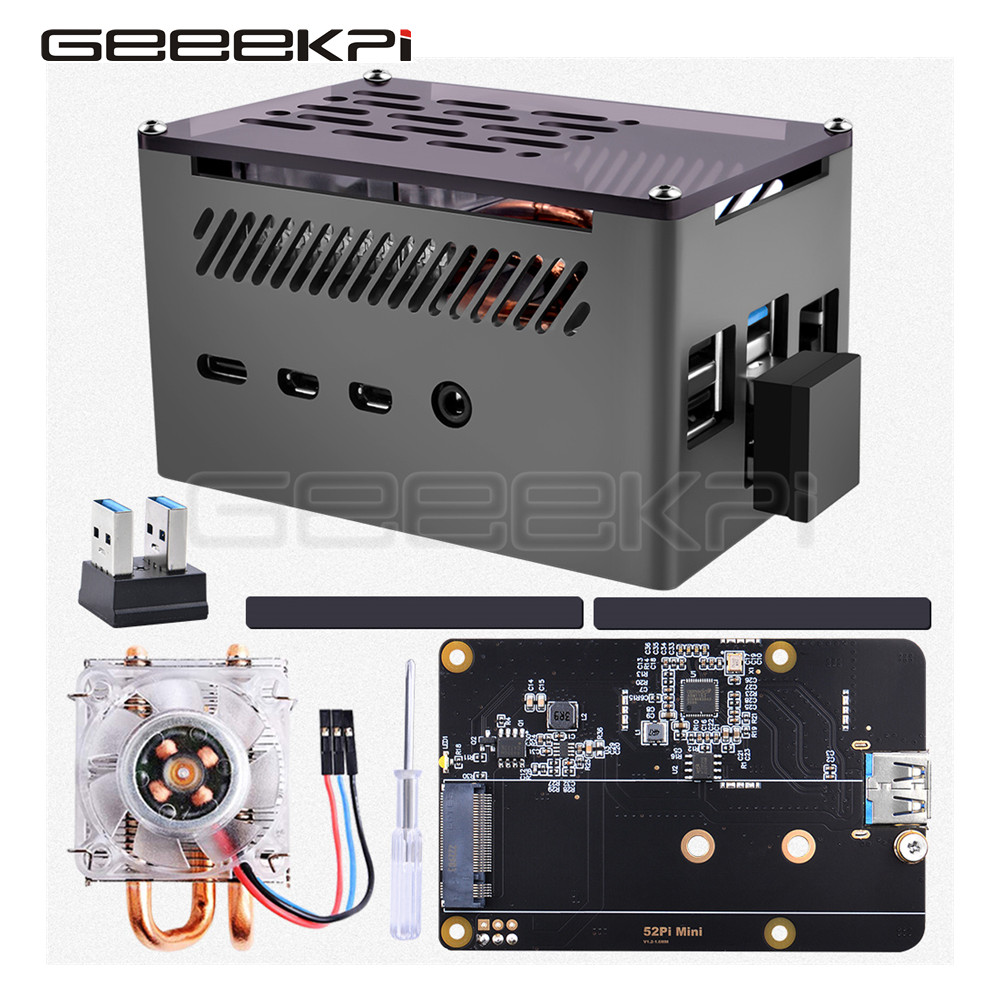 Pi 4 Case - GeeekPi Aluminiowa obudowa z czarną obudową