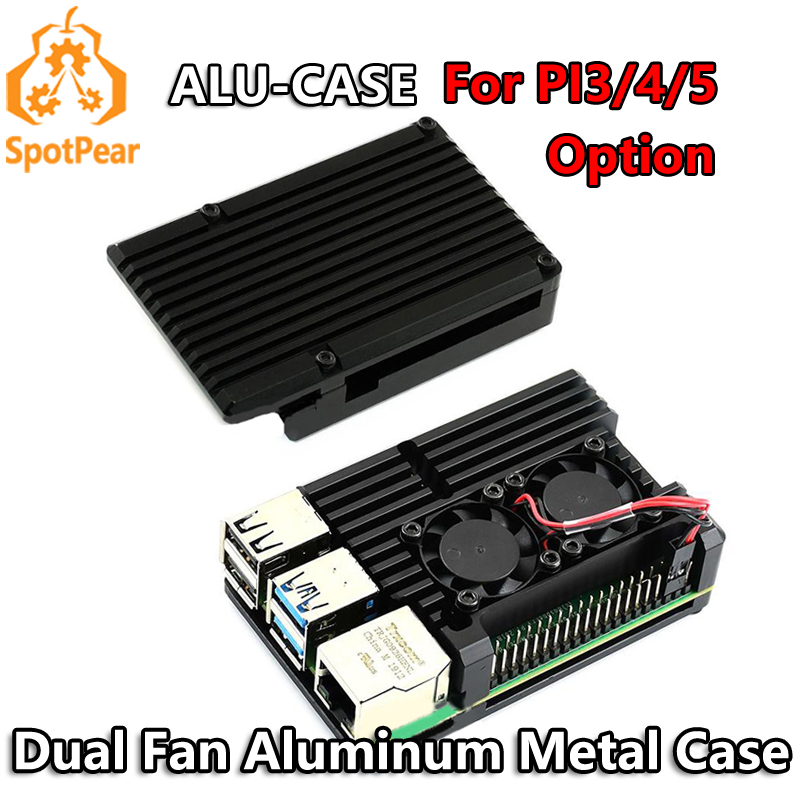 Pi 4 Case - Aluminiowa obudowa z dwoma wentylatorami dla